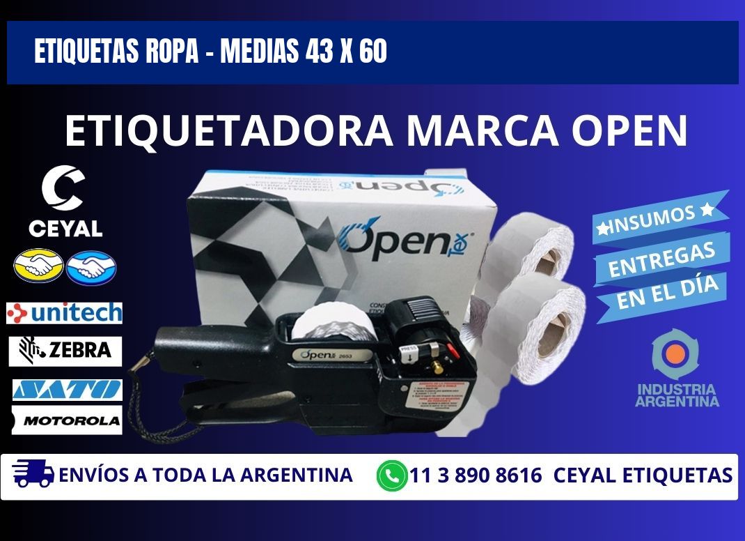 ETIQUETAS ROPA - MEDIAS 43 x 60