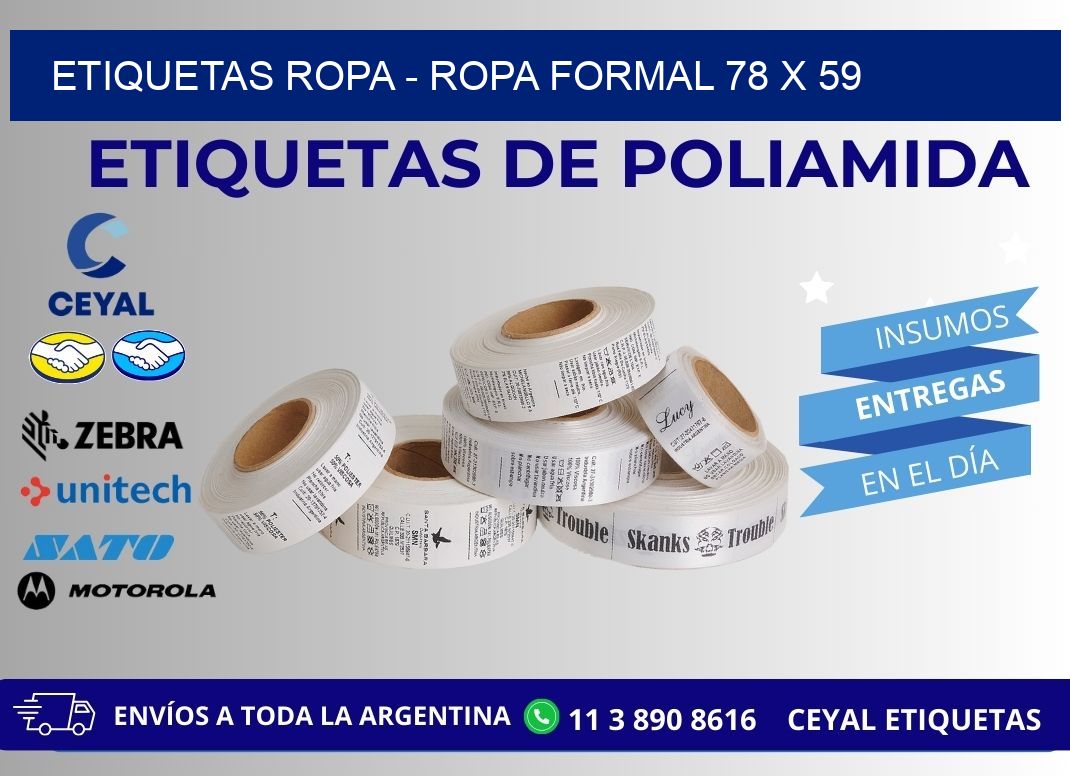 ETIQUETAS ROPA - ROPA FORMAL 78 x 59