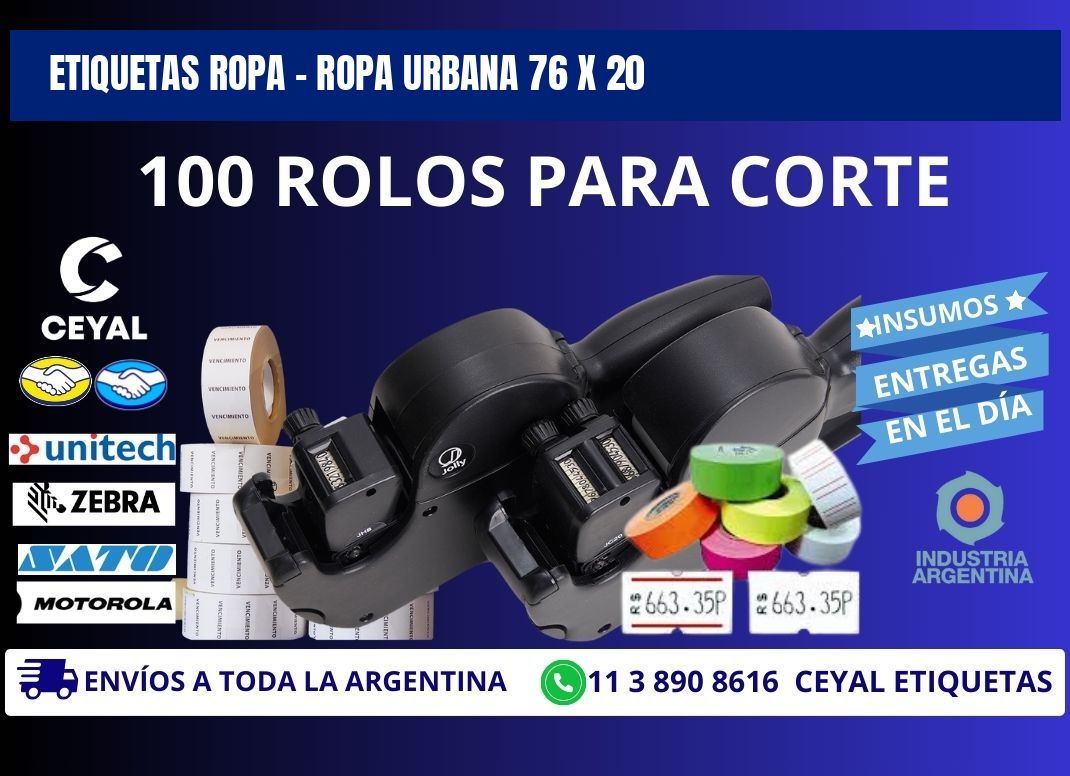 ETIQUETAS ROPA - ROPA URBANA 76 x 20