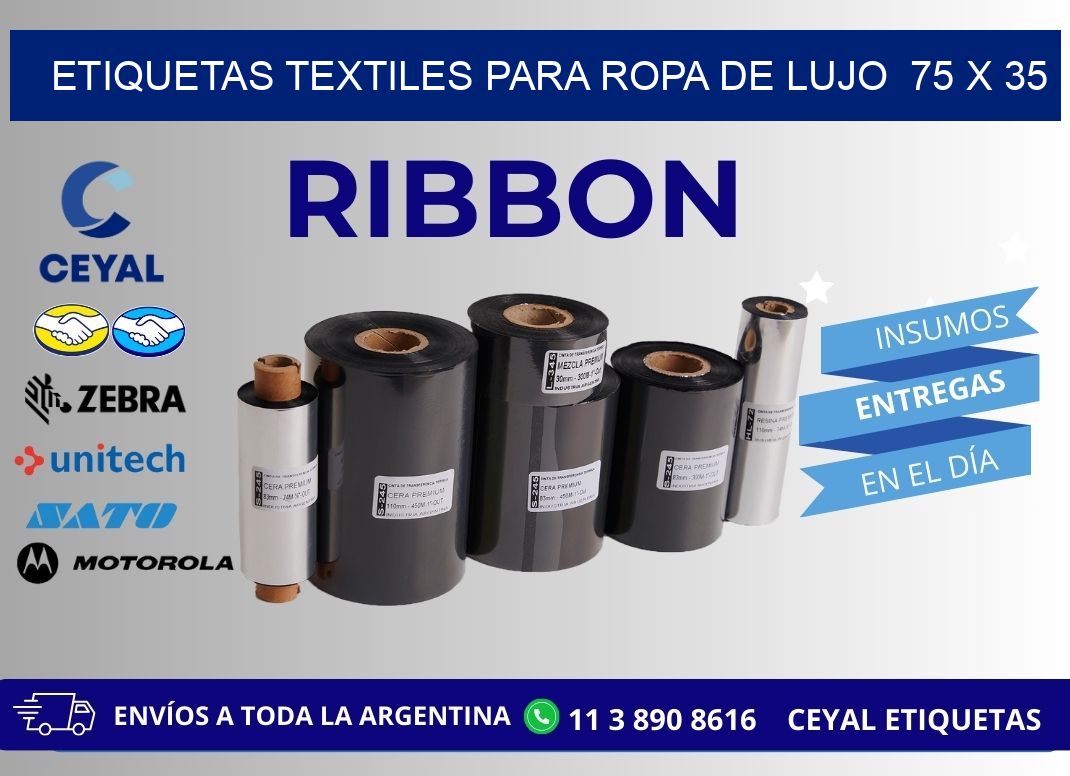 ETIQUETAS TEXTILES PARA ROPA DE LUJO 75 x 35
