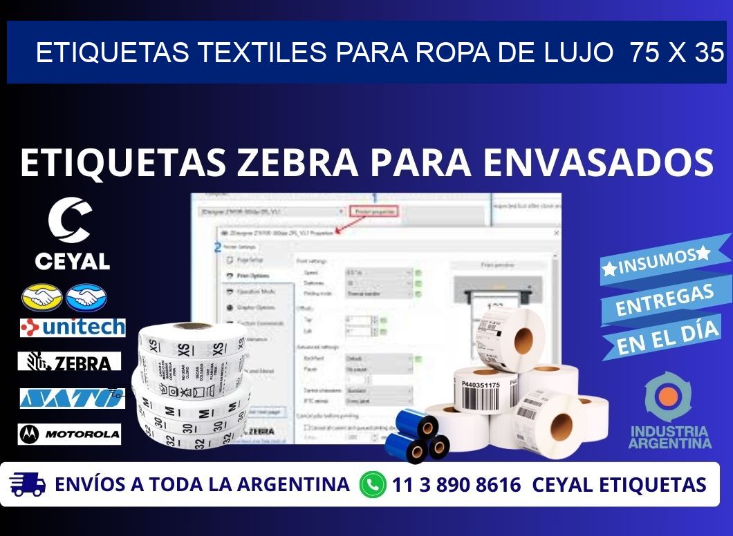 ETIQUETAS TEXTILES PARA ROPA DE LUJO 75 x 35
