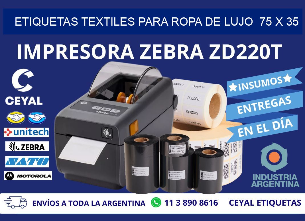 ETIQUETAS TEXTILES PARA ROPA DE LUJO  75 x 35