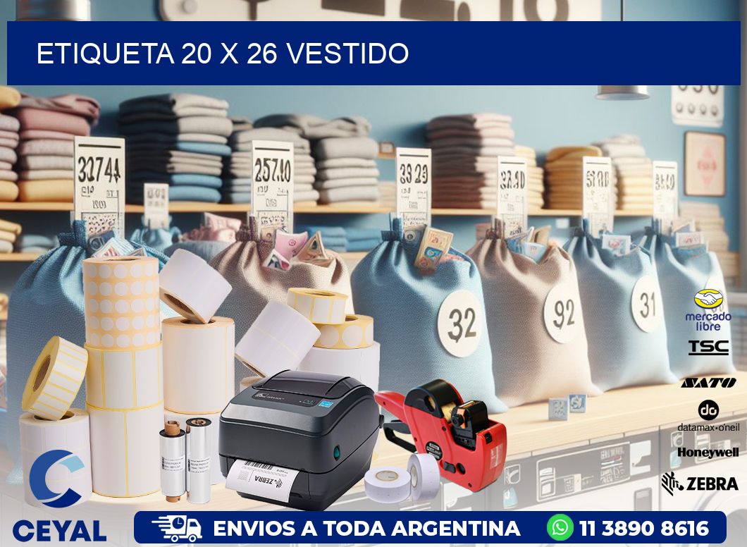 Etiqueta 20 x 26 vestido