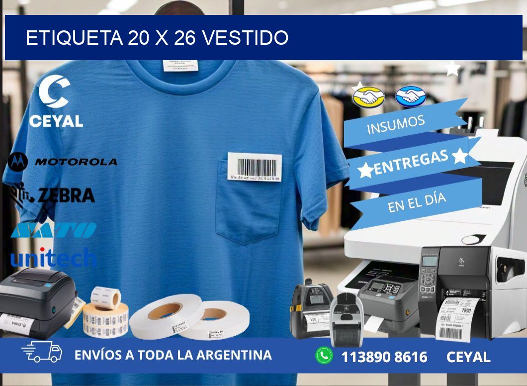 Etiqueta 20 x 26 vestido