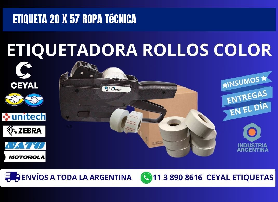 Etiqueta 20 x 57 ropa técnica