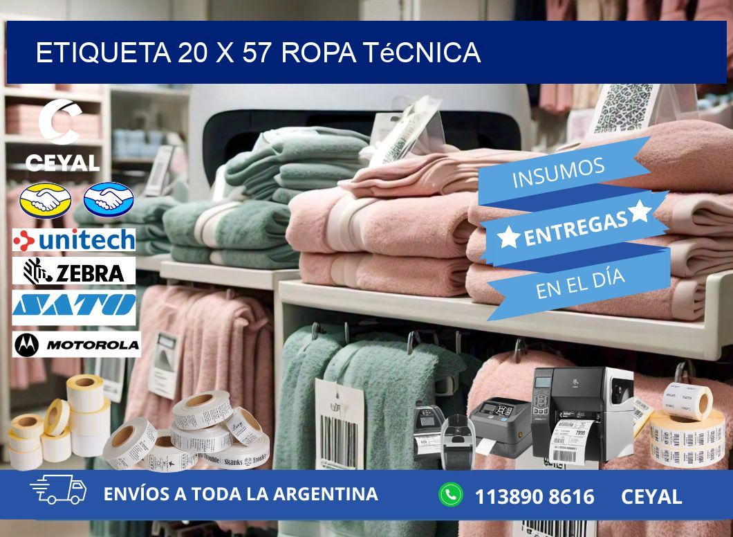 Etiqueta 20 x 57 ropa técnica