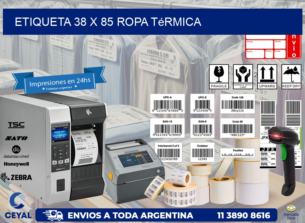Etiqueta 38 x 85 ropa térmica
