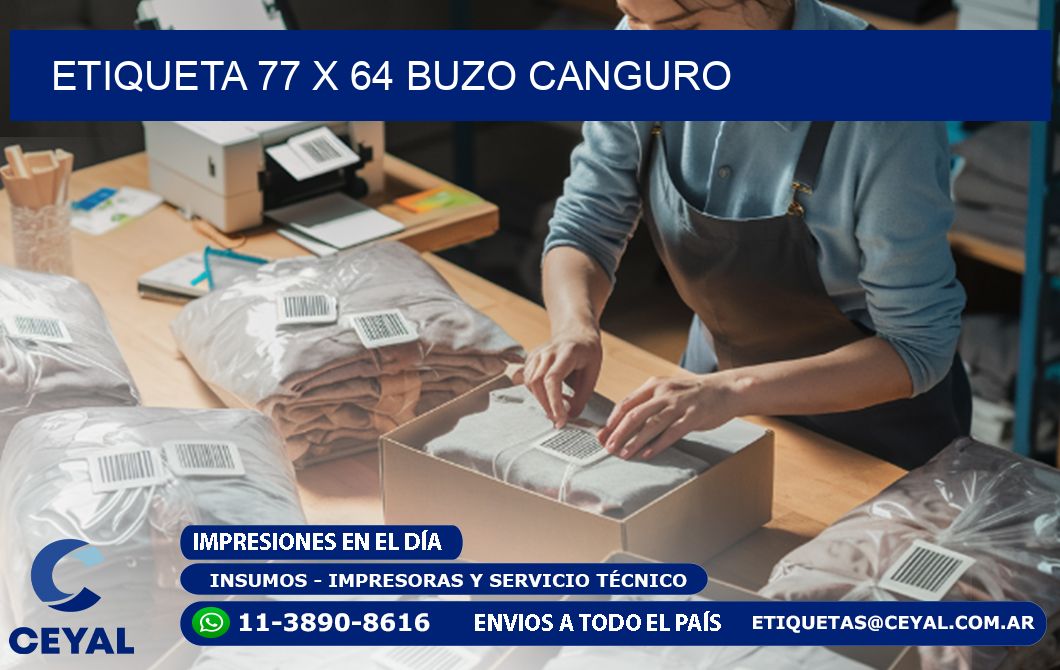 Etiqueta 77 x 64 buzo canguro