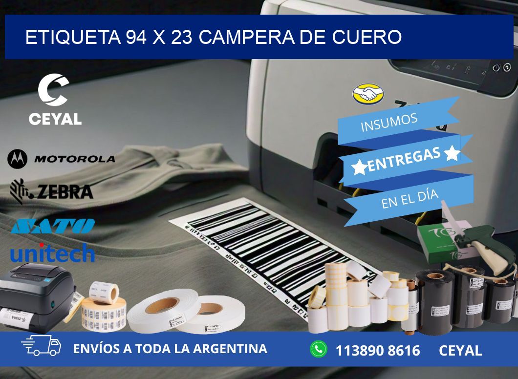 Etiqueta 94 x 23 campera de cuero
