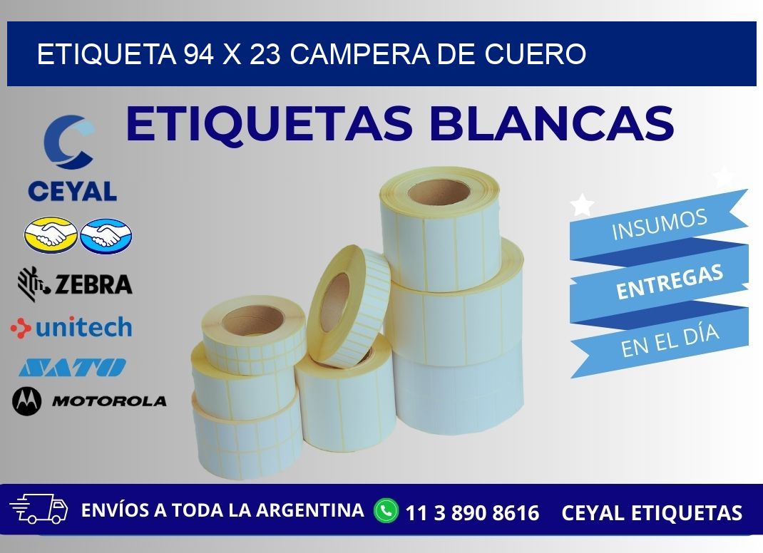Etiqueta 94 x 23 campera de cuero