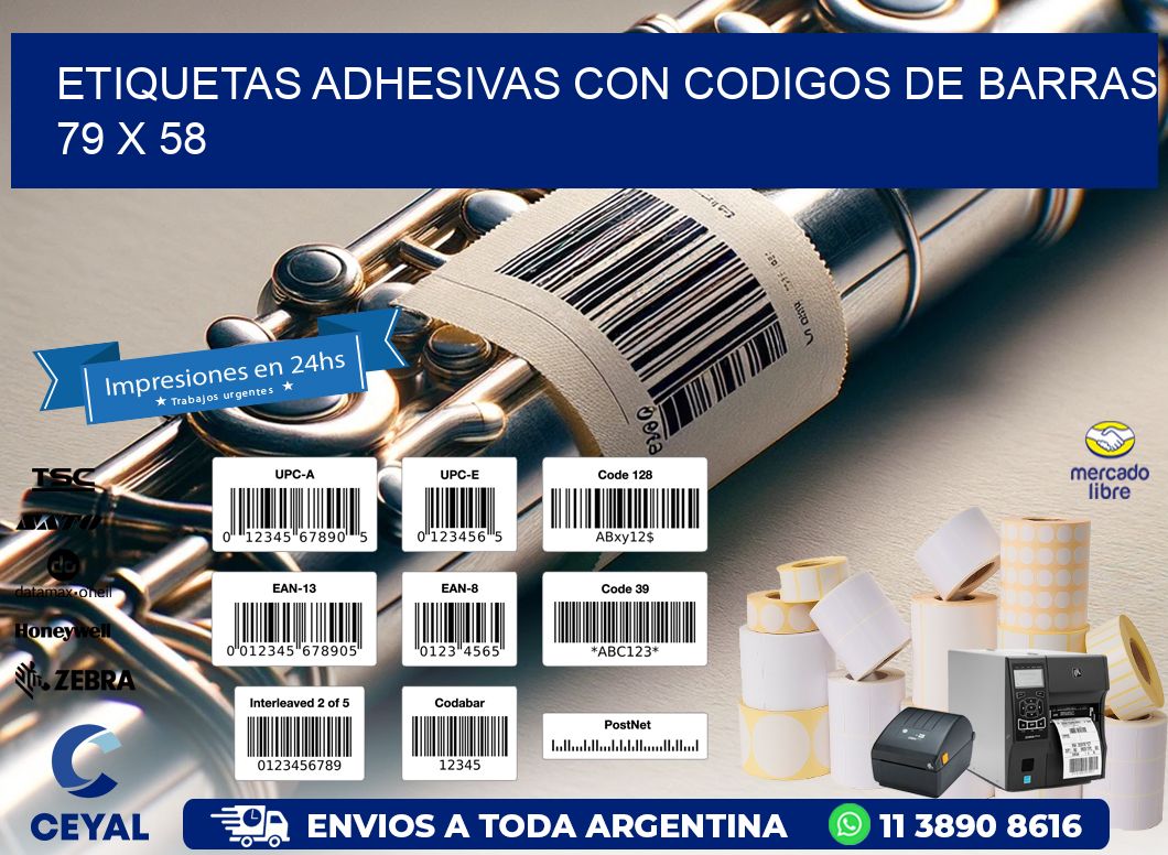 Etiquetas Adhesivas con Codigos de Barras 79 x 58