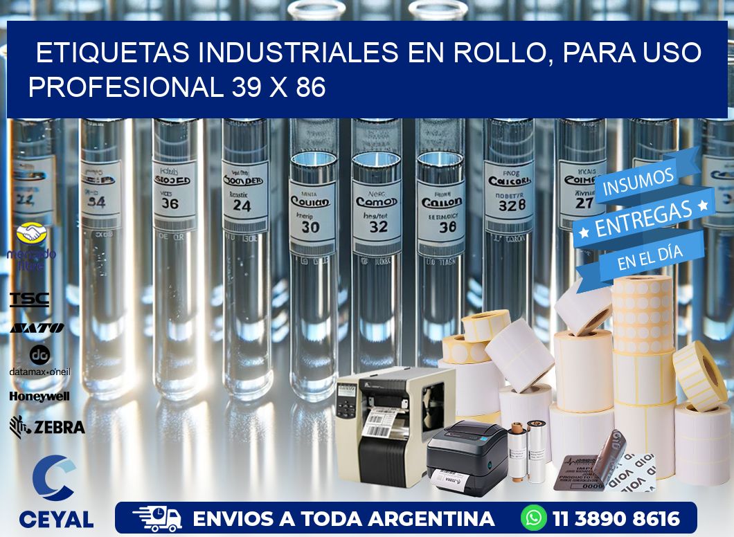 Etiquetas Industriales en Rollo, Para Uso Profesional 39 x 86