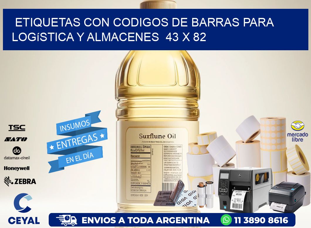 Etiquetas con Codigos de Barras para Logística y Almacenes 43 x 82