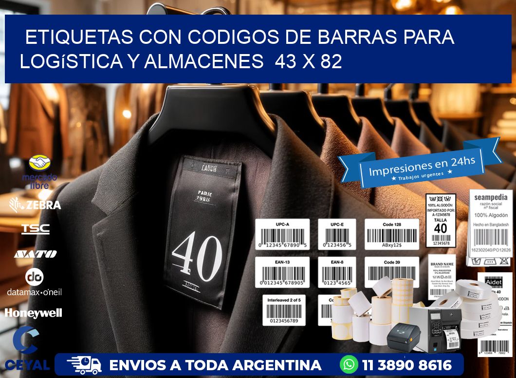 Etiquetas con Codigos de Barras para Logística y Almacenes 43 x 82