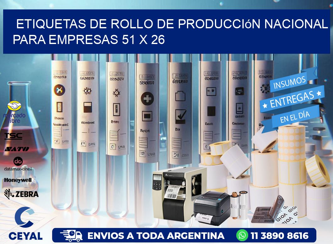 Etiquetas de Rollo de Producción Nacional para Empresas 51 x 26