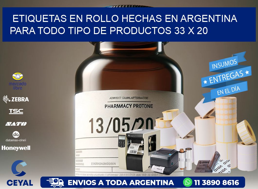 Etiquetas en Rollo Hechas en Argentina para Todo Tipo de Productos 33 x 20