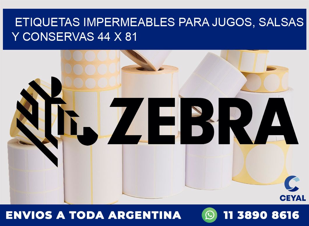 Etiquetas impermeables para jugos, salsas y conservas 44 x 81