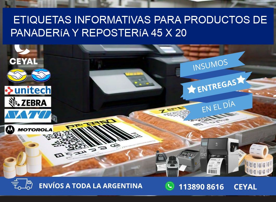 Etiquetas informativas para productos de panadería y repostería 45 x 20