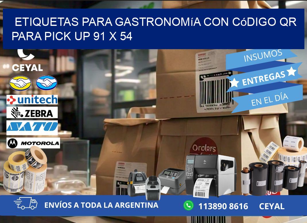 Etiquetas para gastronomía con código QR para pick up 91 x 54