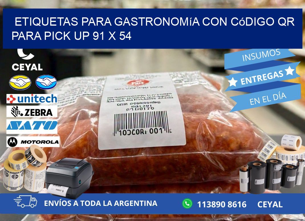 Etiquetas para gastronomía con código QR para pick up 91 x 54