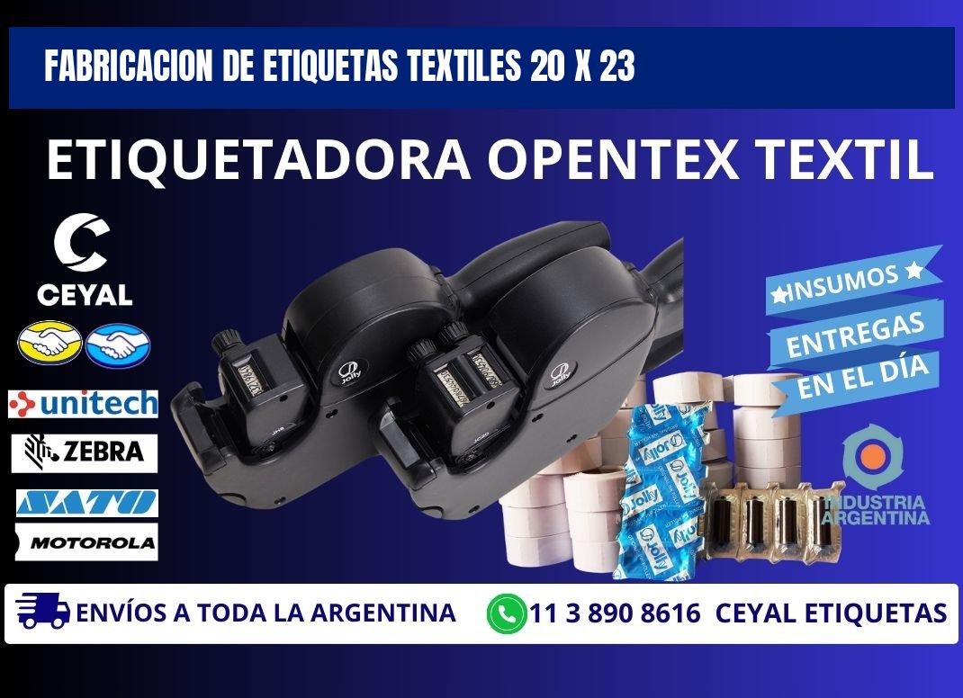 FABRICACION DE ETIQUETAS TEXTILES 20 x 23
