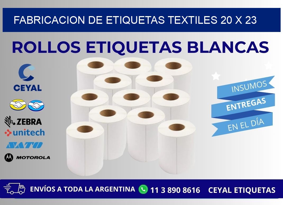 FABRICACION DE ETIQUETAS TEXTILES 20 x 23