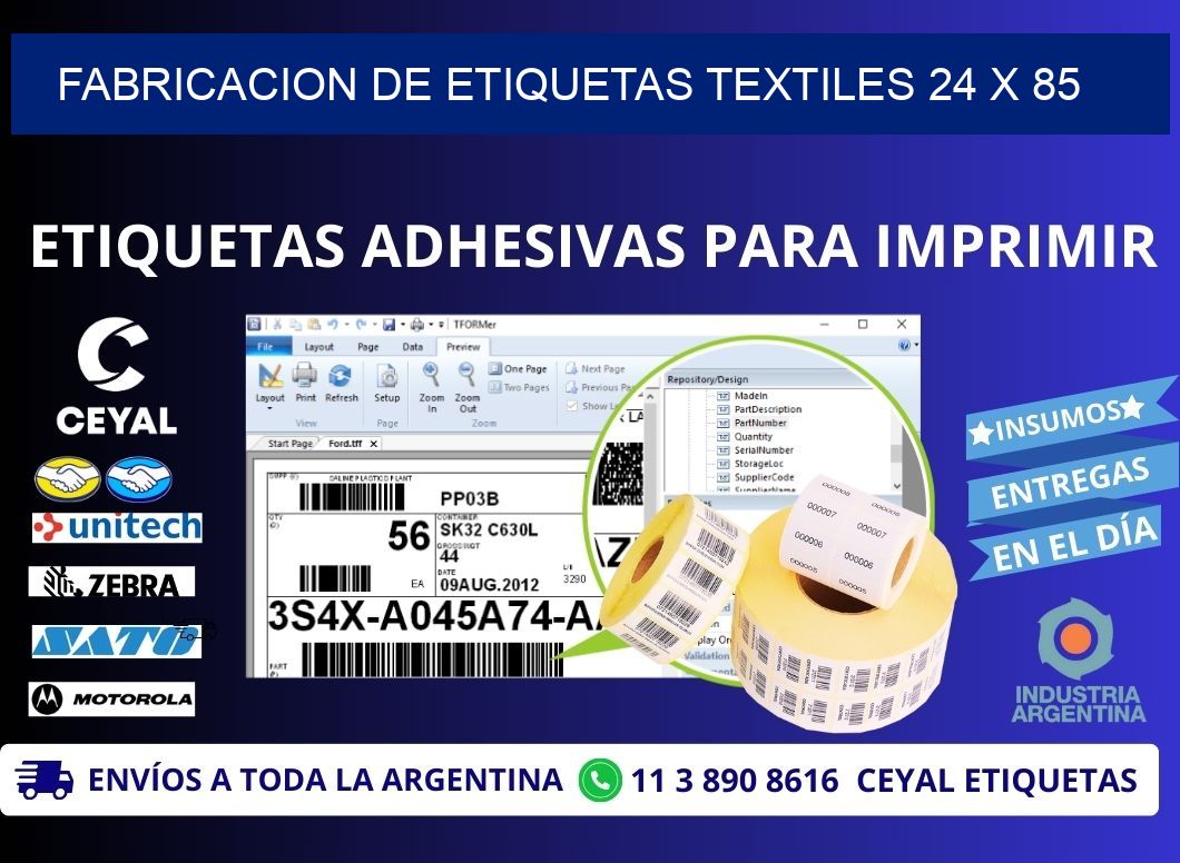 FABRICACION DE ETIQUETAS TEXTILES 24 x 85