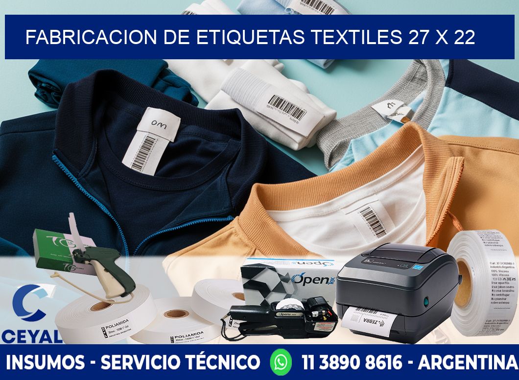 FABRICACION DE ETIQUETAS TEXTILES 27 x 22