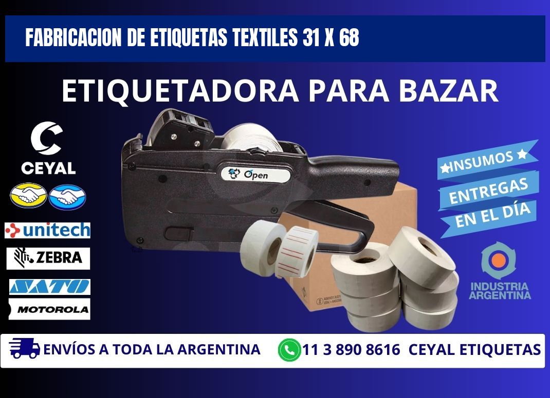 FABRICACION DE ETIQUETAS TEXTILES 31 x 68