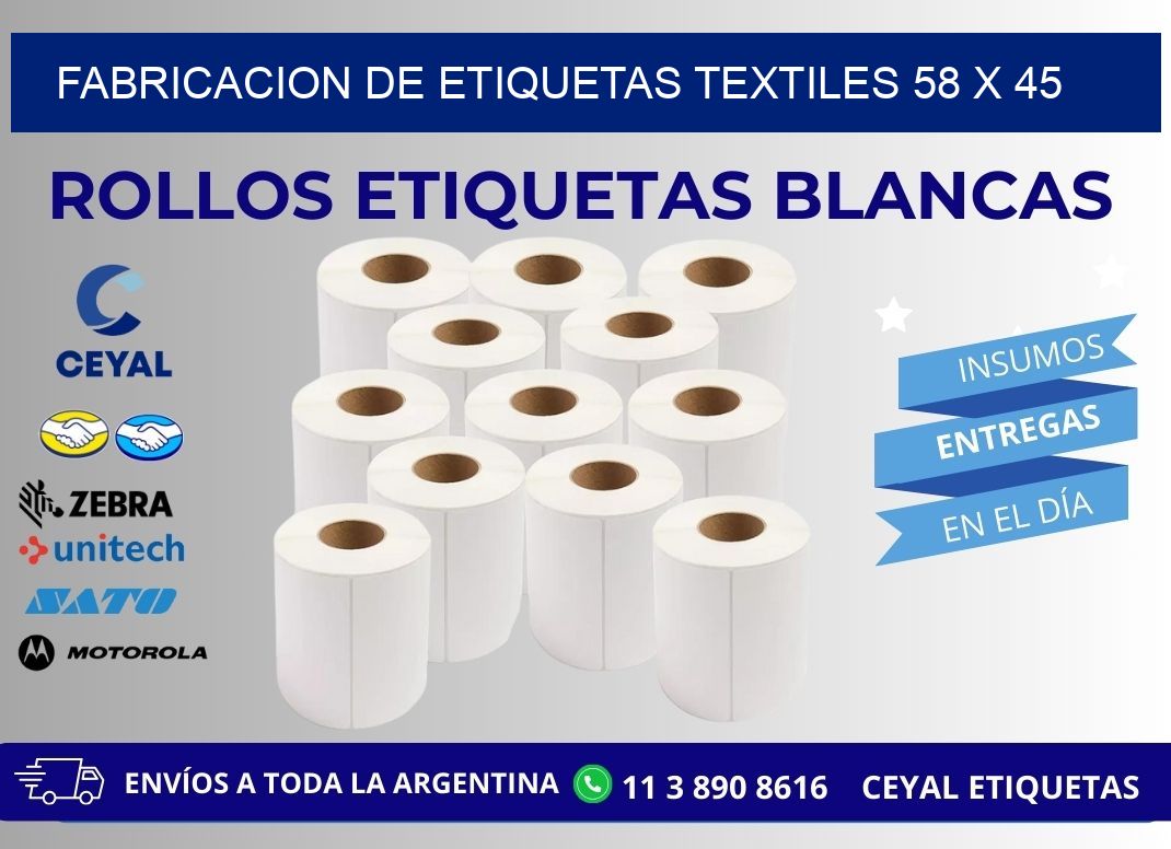 FABRICACION DE ETIQUETAS TEXTILES 58 x 45