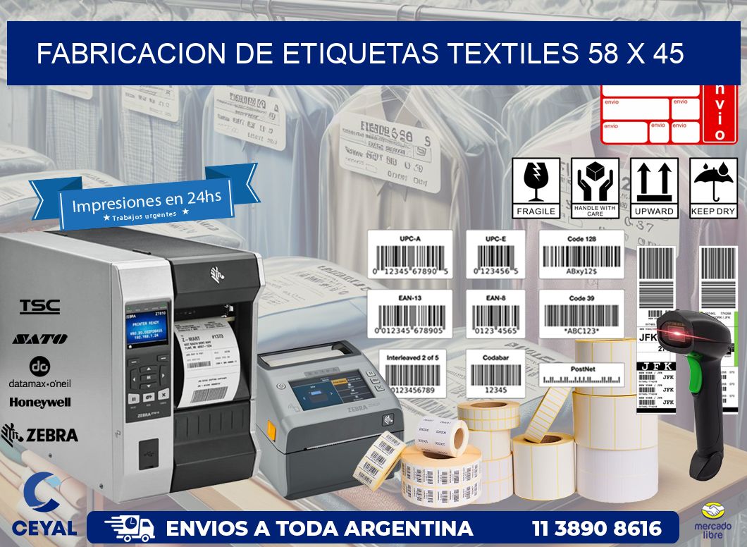 FABRICACION DE ETIQUETAS TEXTILES 58 x 45