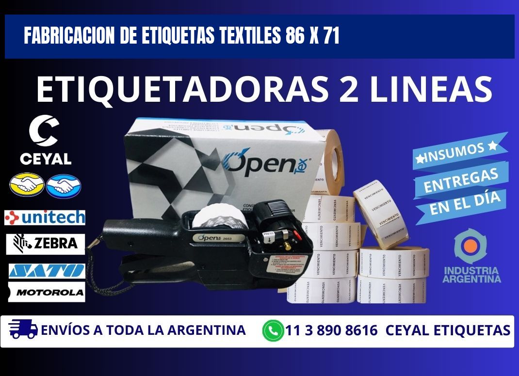 FABRICACION DE ETIQUETAS TEXTILES 86 x 71