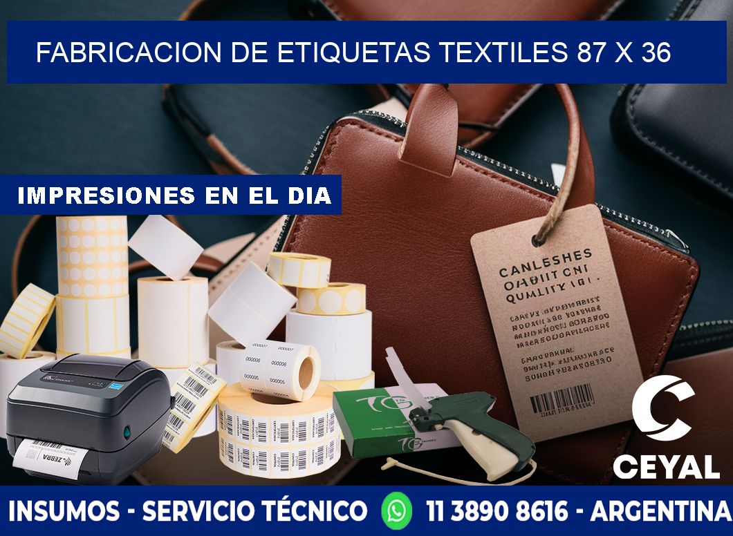 FABRICACION DE ETIQUETAS TEXTILES 87 x 36