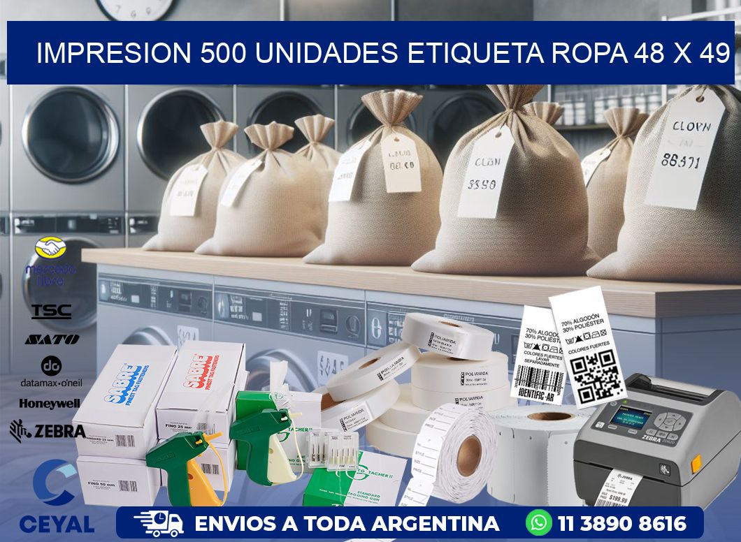 IMPRESION 500 UNIDADES ETIQUETA ROPA 48 x 49