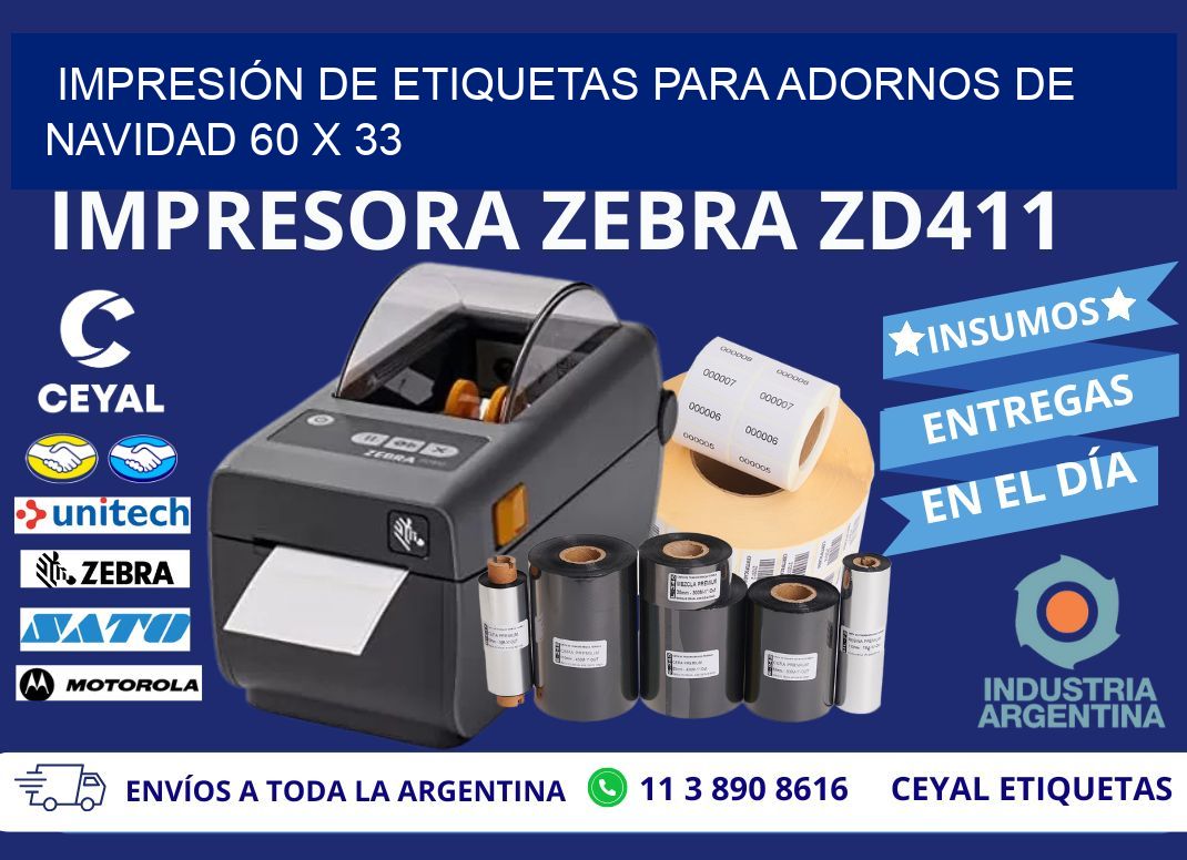 IMPRESIÓN DE ETIQUETAS PARA ADORNOS DE NAVIDAD 60 x 33