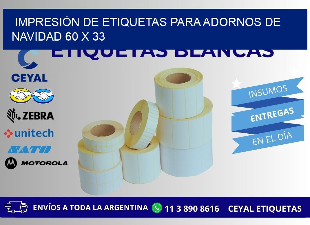 IMPRESIÓN DE ETIQUETAS PARA ADORNOS DE NAVIDAD 60 x 33
