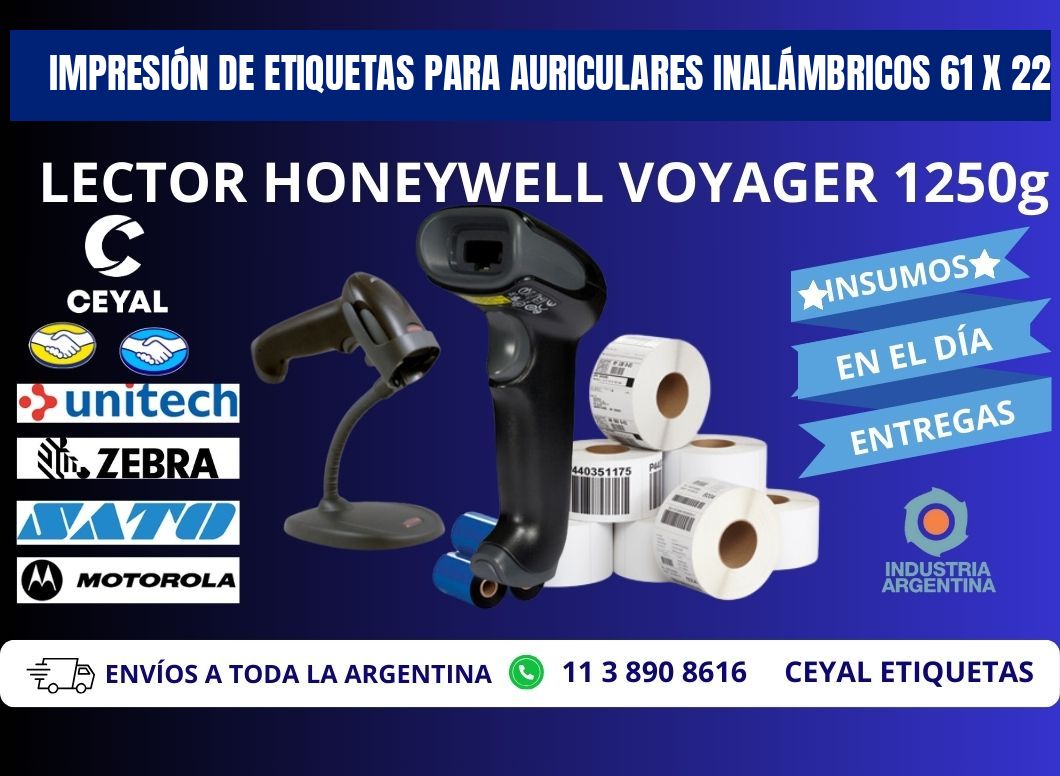 IMPRESIÓN DE ETIQUETAS PARA AURICULARES INALÁMBRICOS 61 x 22