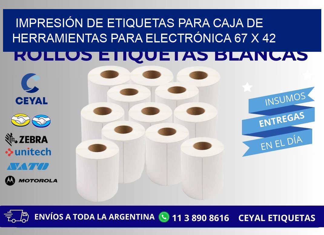 IMPRESIÓN DE ETIQUETAS PARA CAJA DE HERRAMIENTAS PARA ELECTRÓNICA 67 x 42
