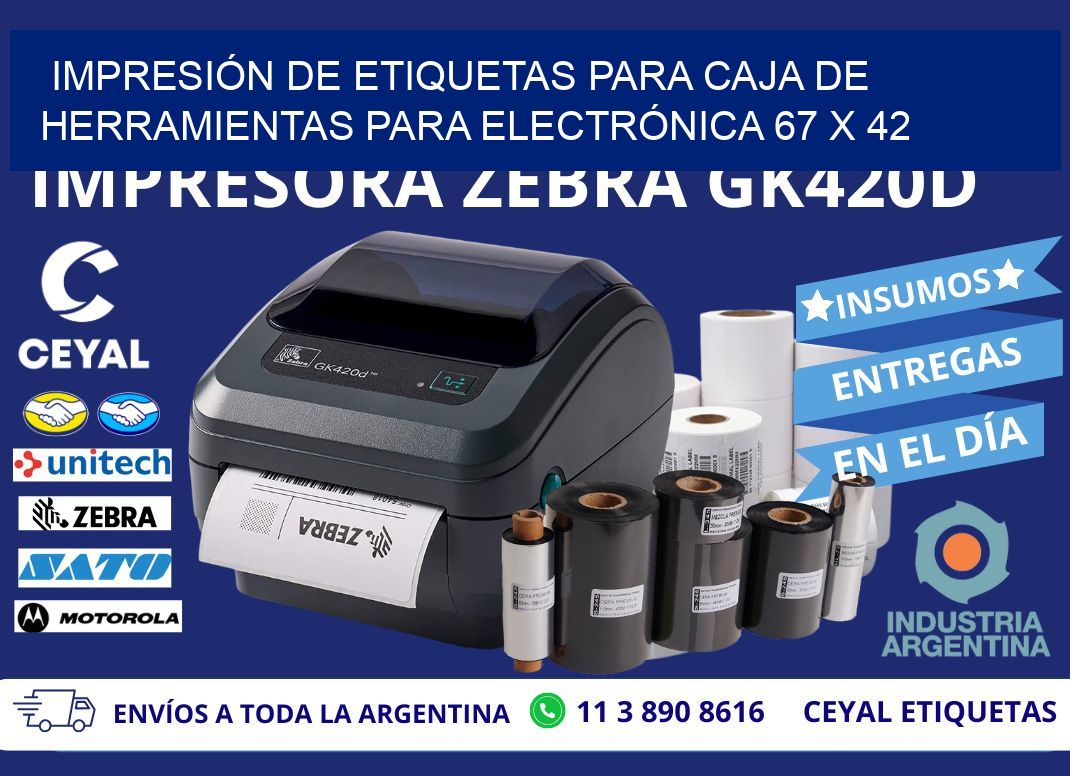 IMPRESIÓN DE ETIQUETAS PARA CAJA DE HERRAMIENTAS PARA ELECTRÓNICA 67 x 42