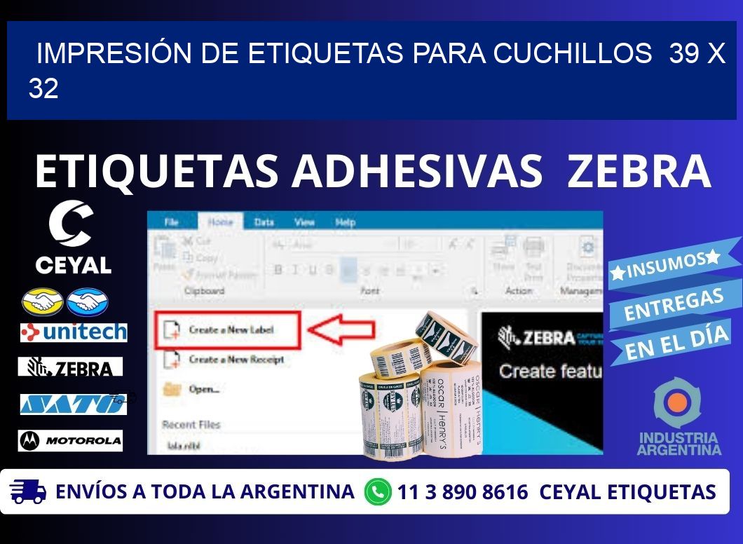 IMPRESIÓN DE ETIQUETAS PARA CUCHILLOS 39 x 32