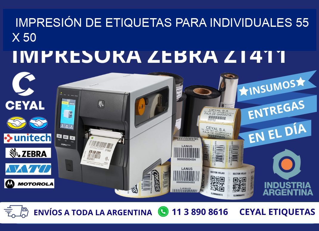 IMPRESIÓN DE ETIQUETAS PARA INDIVIDUALES 55 x 50