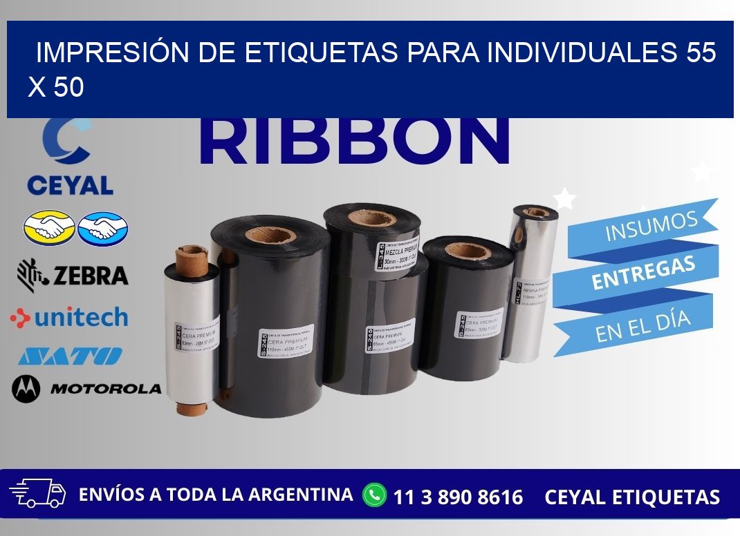 IMPRESIÓN DE ETIQUETAS PARA INDIVIDUALES 55 x 50