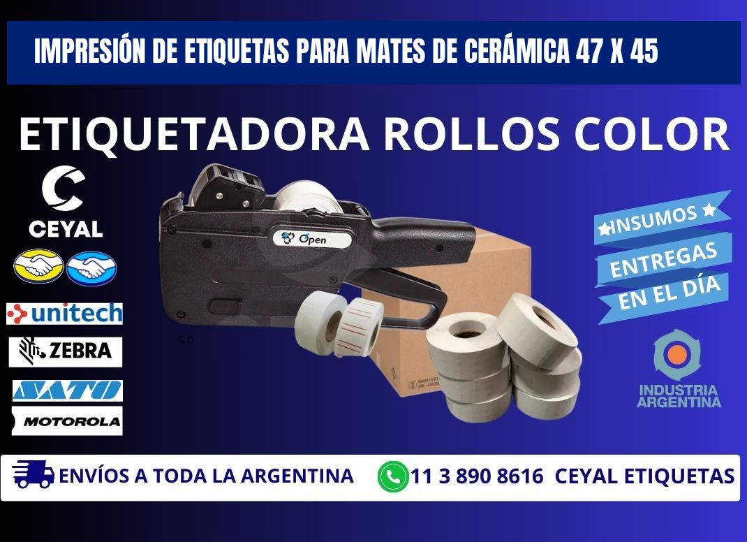 IMPRESIÓN DE ETIQUETAS PARA MATES DE CERÁMICA 47 x 45