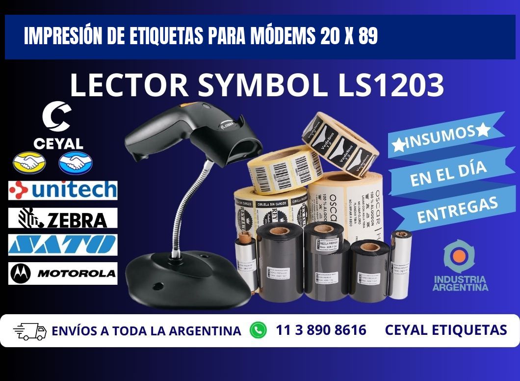 IMPRESIÓN DE ETIQUETAS PARA MÓDEMS 20 x 89