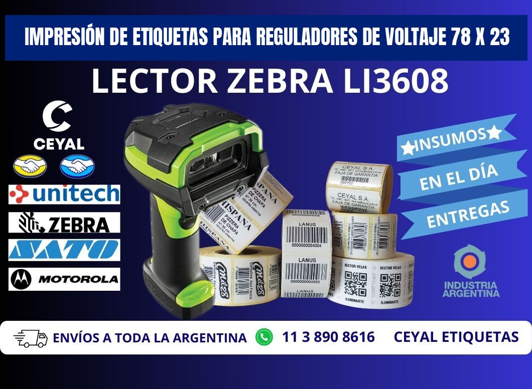 IMPRESIÓN DE ETIQUETAS PARA REGULADORES DE VOLTAJE 78 x 23