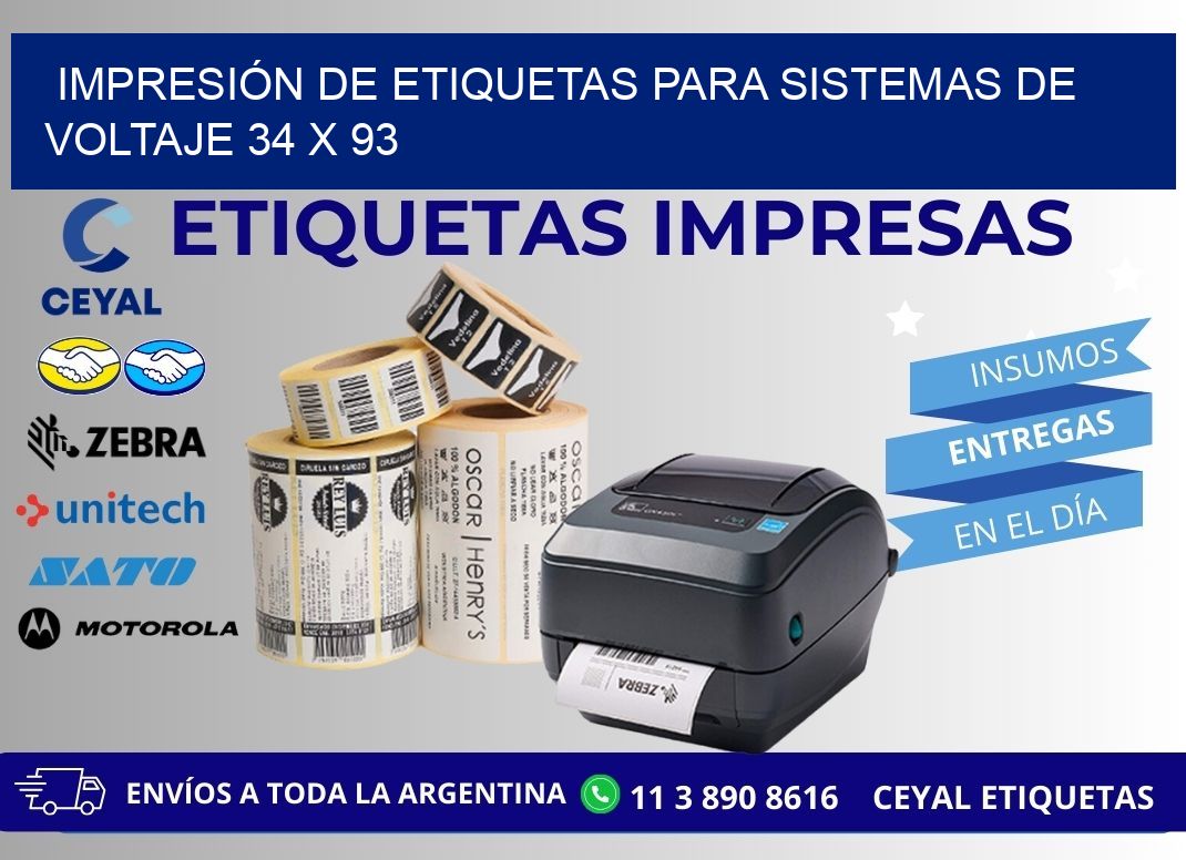 IMPRESIÓN DE ETIQUETAS PARA SISTEMAS DE VOLTAJE 34 x 93