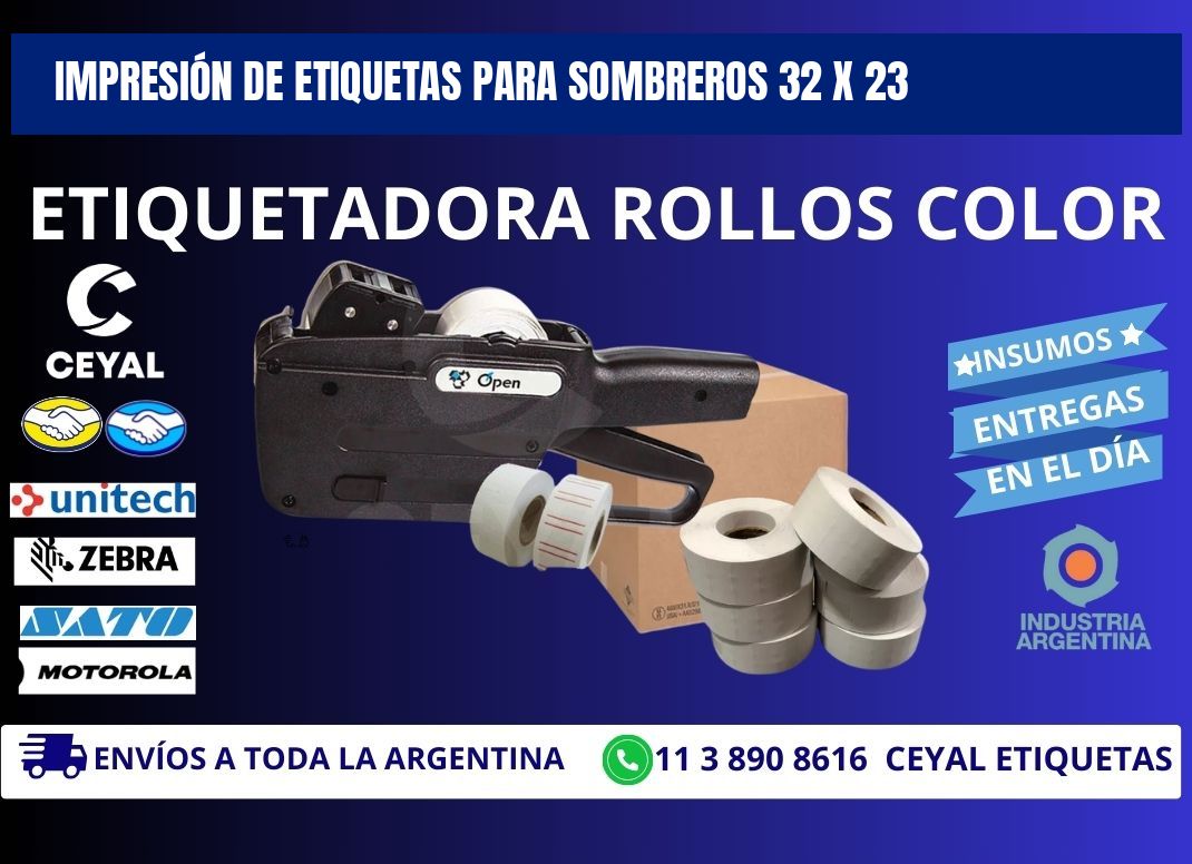 IMPRESIÓN DE ETIQUETAS PARA SOMBREROS 32 x 23