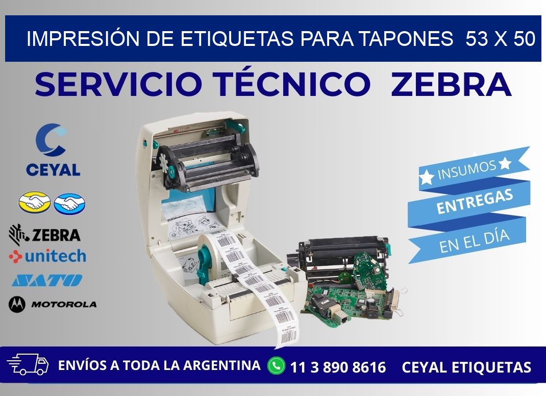IMPRESIÓN DE ETIQUETAS PARA TAPONES 53 x 50