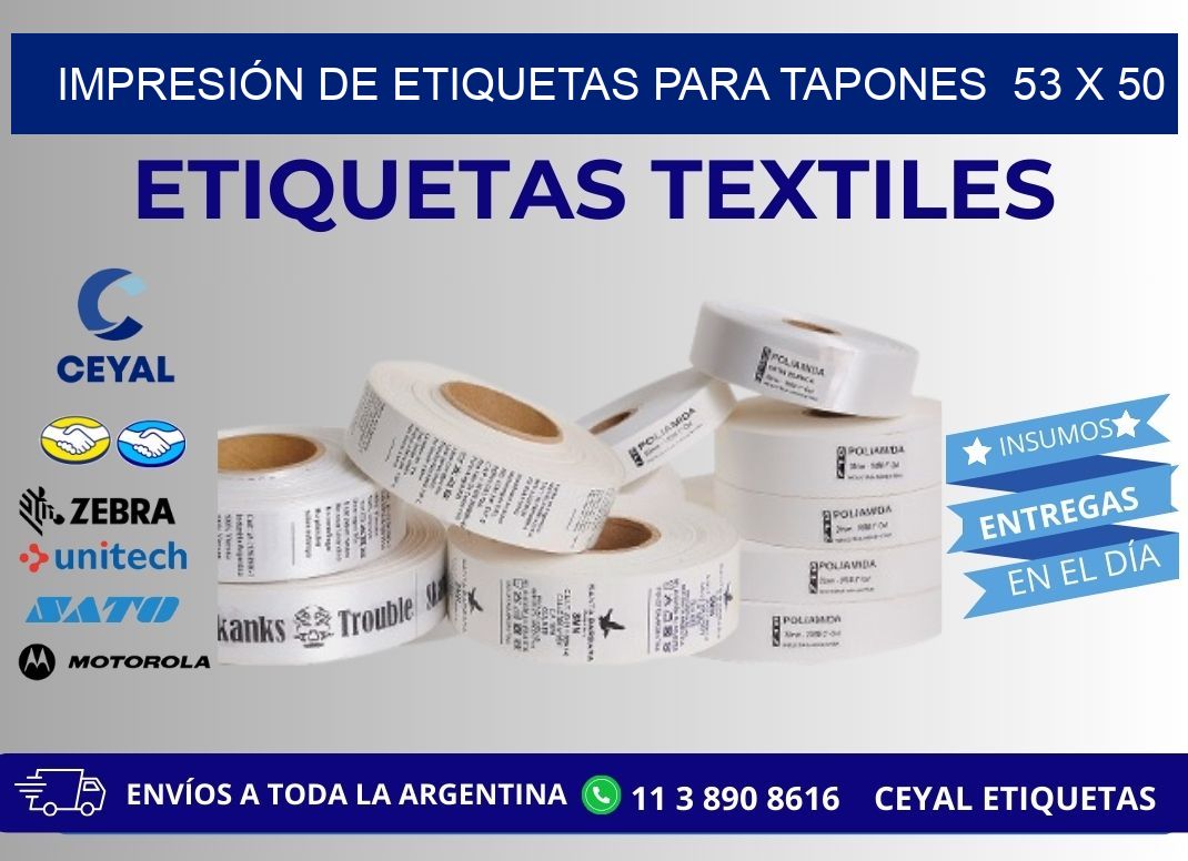 IMPRESIÓN DE ETIQUETAS PARA TAPONES  53 x 50
