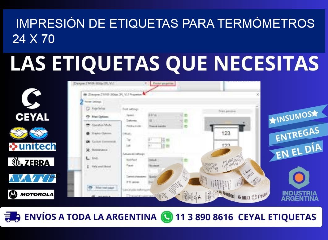 IMPRESIÓN DE ETIQUETAS PARA TERMÓMETROS 24 x 70